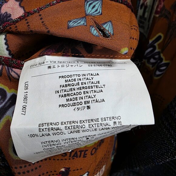 ETRO 44L Blue Blazer Sport Coat Jacket 2-Button Check T365 - Picture 10 of 11